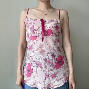 Y2K vintage 100% silk pink floral vest